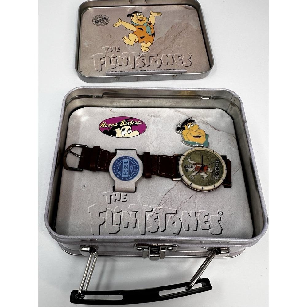 VTG The Flintstones Fossil Watch Limited Edition Fred Flintstone In Lunch Box